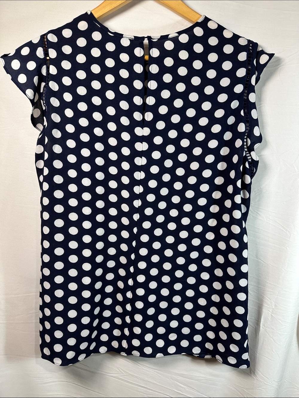 Michael Kors Navy and White Polka Dot Ruffle Sleeve Dress - Picture 4 of 4